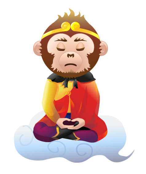 Wukong meditating on the cloud